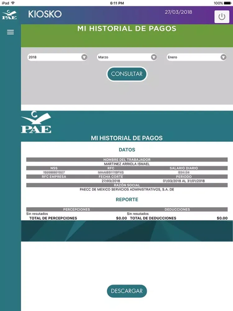 PAE Kiosko iPad  스크린샷