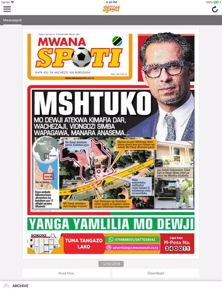 Mwanaspoti Epaper App iPad  Ekran Görüntüleri