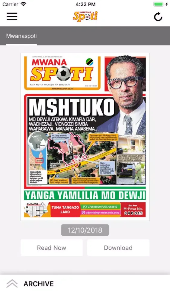 Mwanaspoti Epaper App Ekran Görüntüleri
