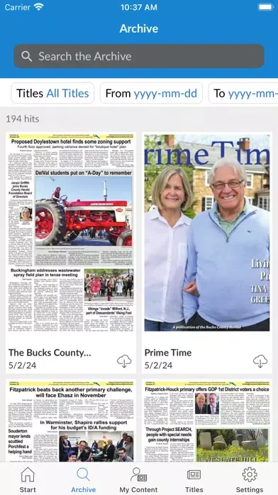 Captures d'écran de Bucks County Herald newspaper