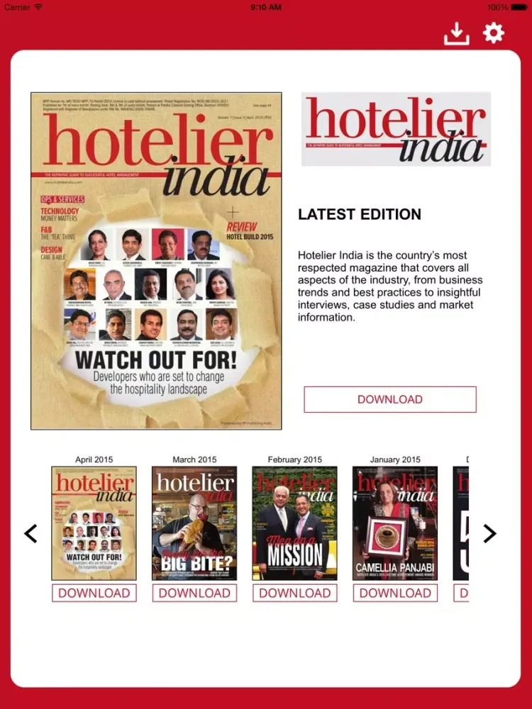 Tangkapan skrin Hotelier India iPad 