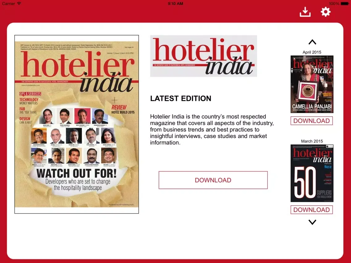 Tangkapan skrin Hotelier India iPad 
