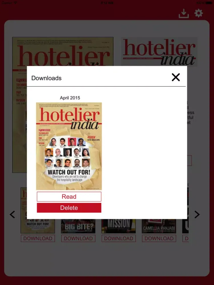 Tangkapan skrin Hotelier India iPad 