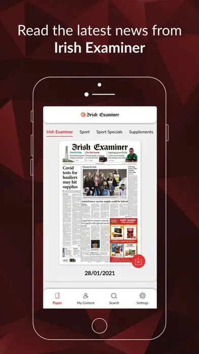 Tangkapan skrin Irish Examiner ePaper