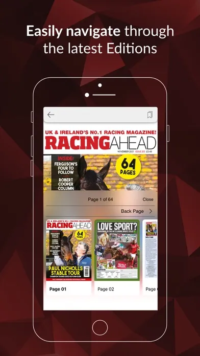 Capturas de tela do Racing Ahead Magazine