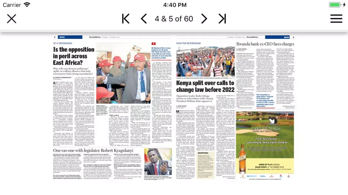 Ảnh chụp màn hình của The East African Epaper App