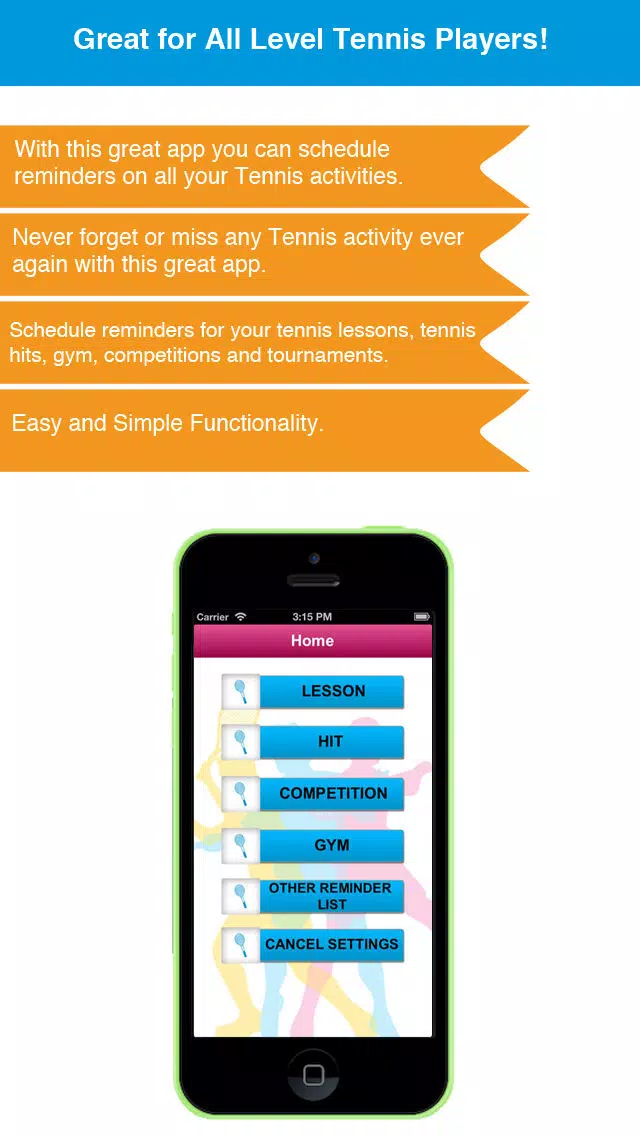 Ảnh chụp màn hình của Tennis Reminder App - Timetable Activity Schedule Reminders-Sport