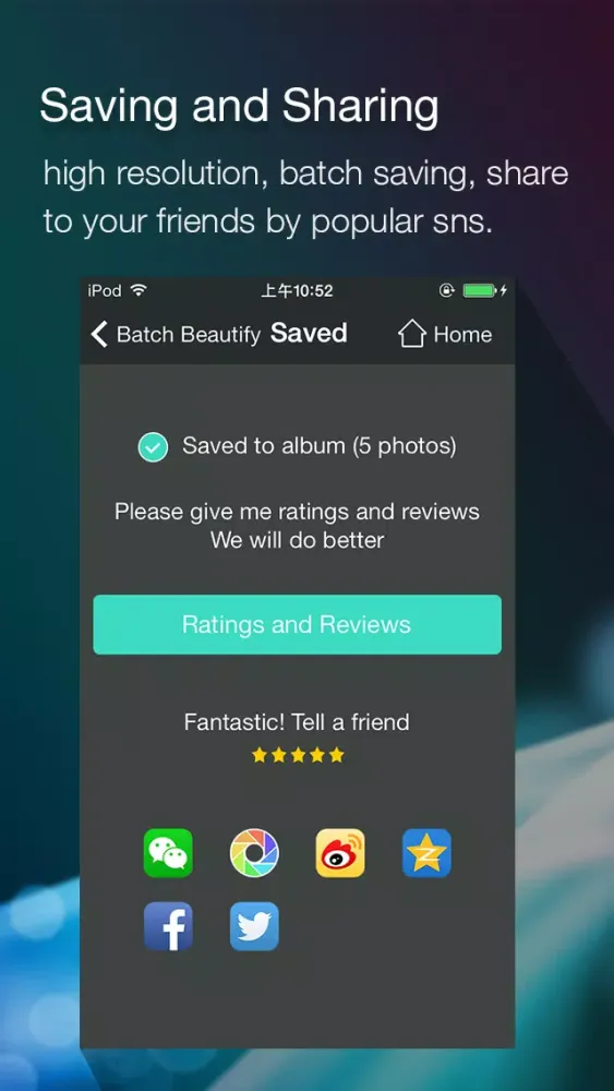 Tangkapan layar PhotosBatcher—Top level photo batch filter