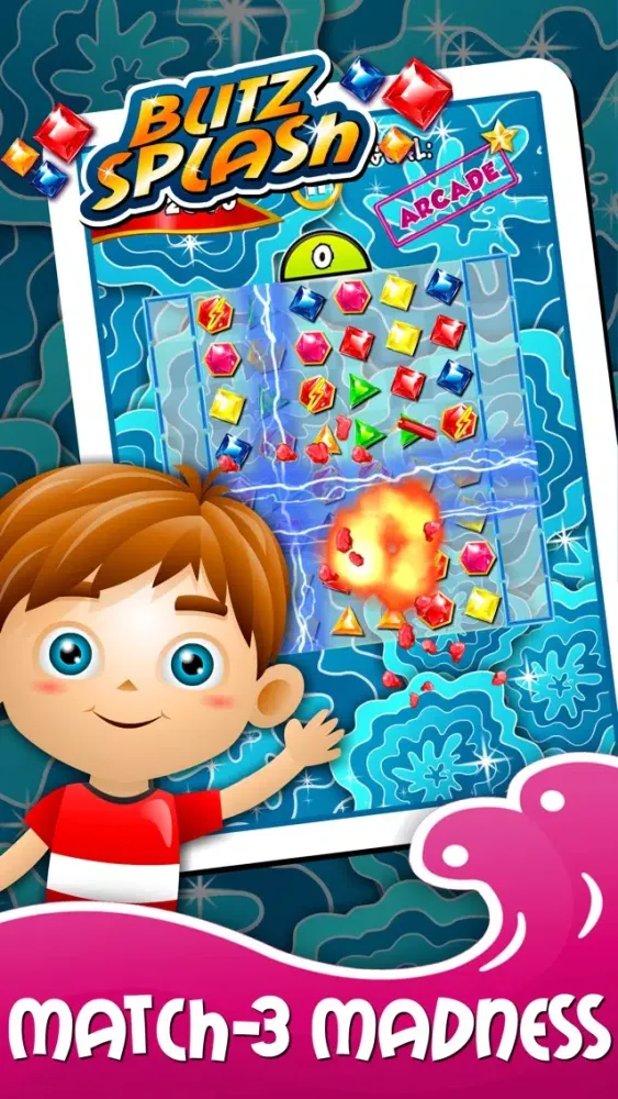 Capturas de tela do Blitz Splash Match-3 - diamond game and kids digger's quest hd free