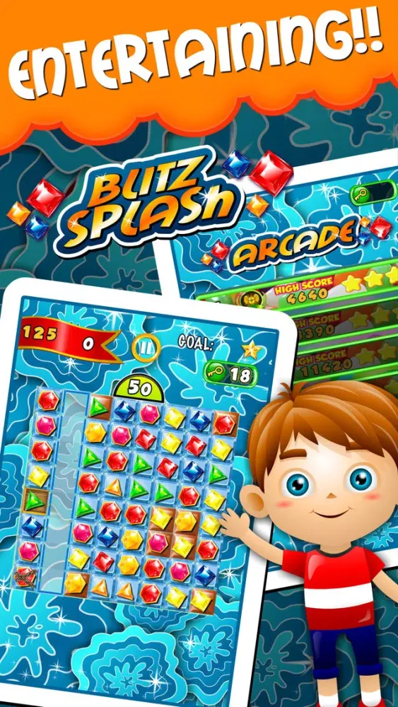 Capturas de tela do Blitz Splash Match-3 - diamond game and kids digger's quest hd free