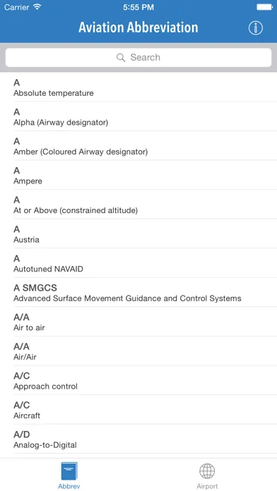 Ảnh chụp màn hình của AviationABB - Aviation Abbreviation and Airport Code
