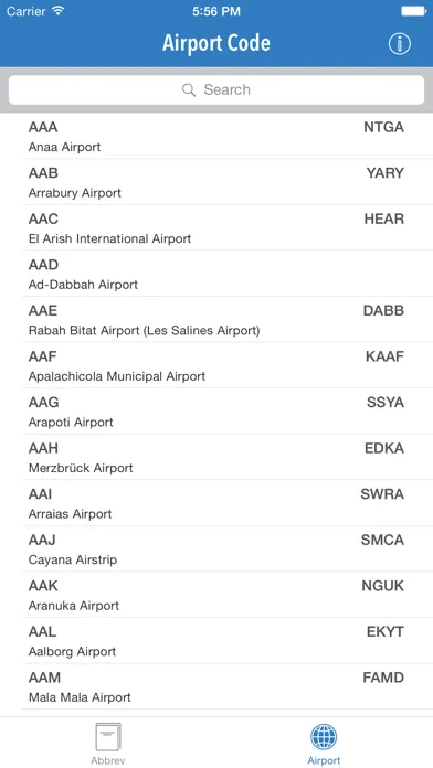 Ảnh chụp màn hình của AviationABB - Aviation Abbreviation and Airport Code