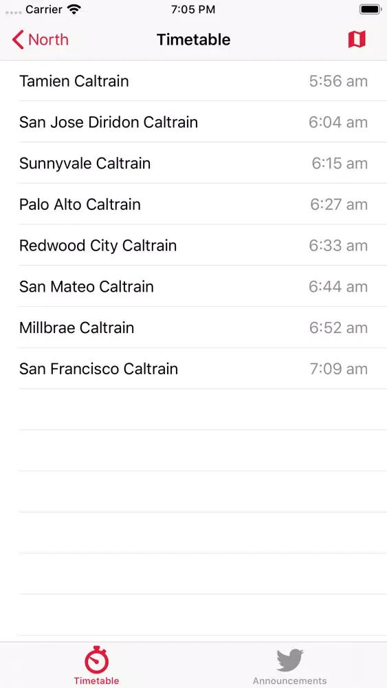 Caltrain Timetable سکرین شاٹس