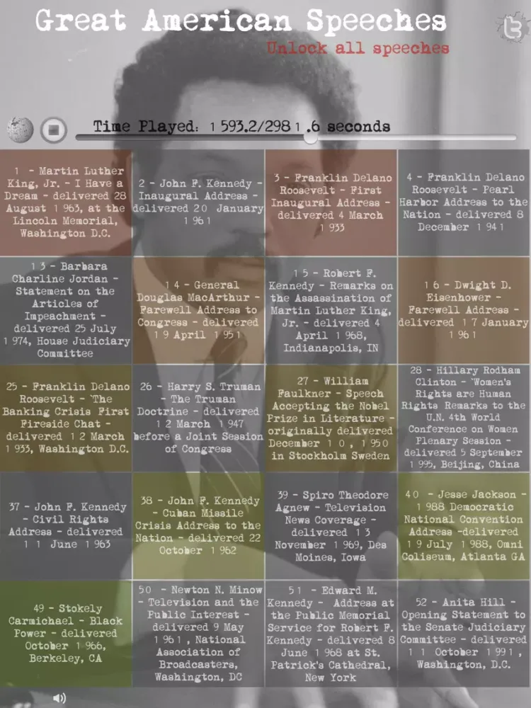 Capturas de tela do Great American Speeches iPad 