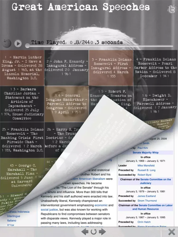 Capturas de tela do Great American Speeches iPad 