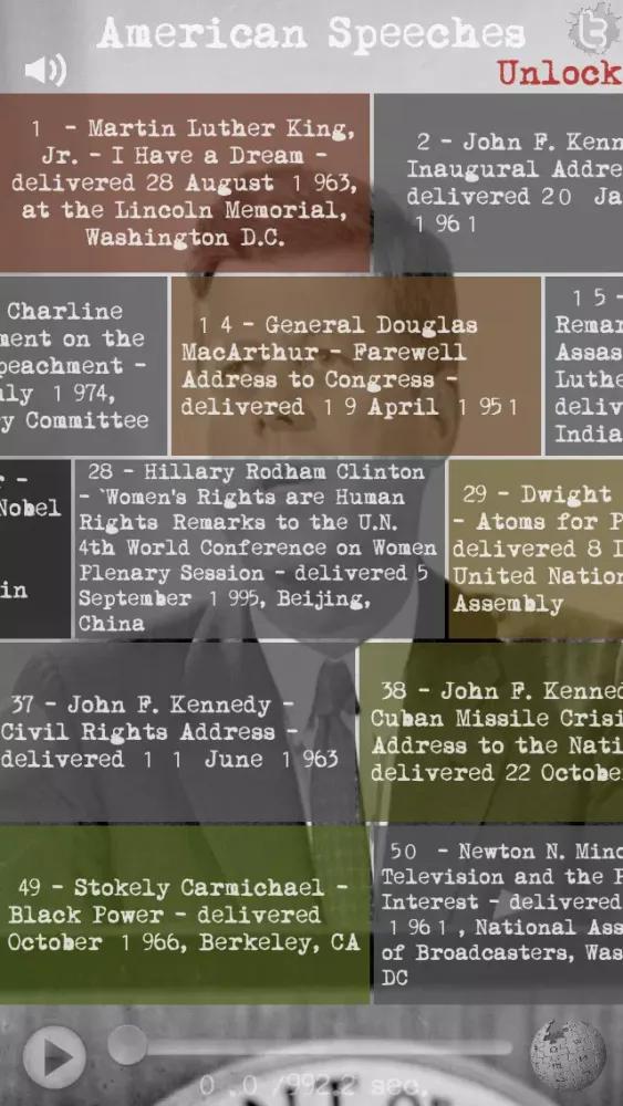 Capturas de tela do Great American Speeches