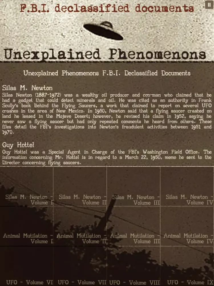 صور Unexplained Phenomenons - FBI Declassified Documents LITE iPad 