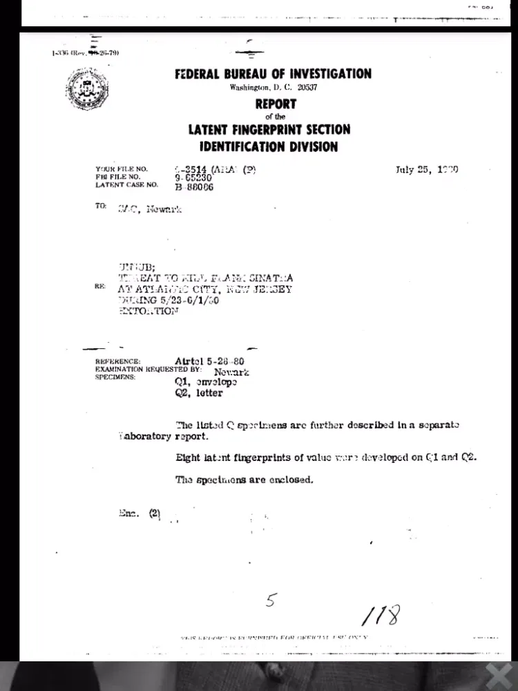 Tangkapan skrin Frank Sinatra - FBI Declassified Documents iPad 
