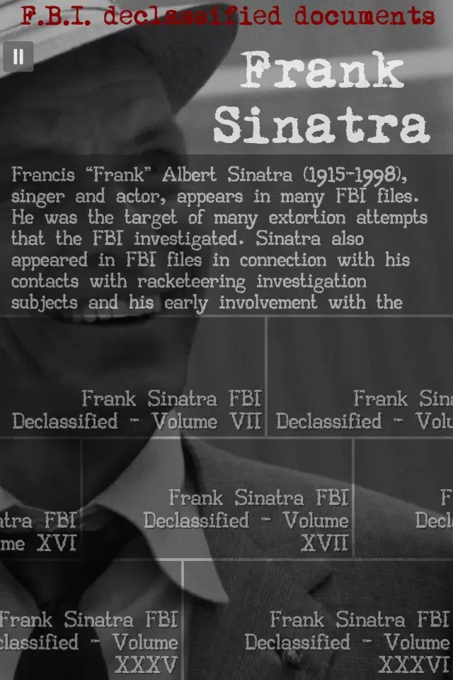 Tangkapan skrin Frank Sinatra - FBI Declassified Documents