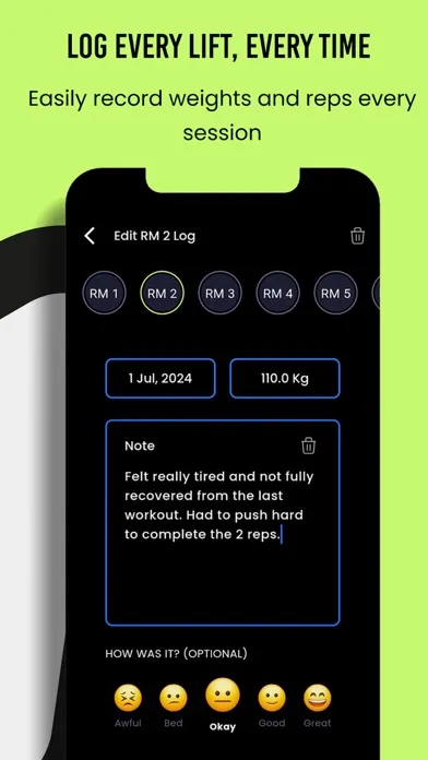 Capturas de pantalla de Workout RM Tracker & Gym Log
