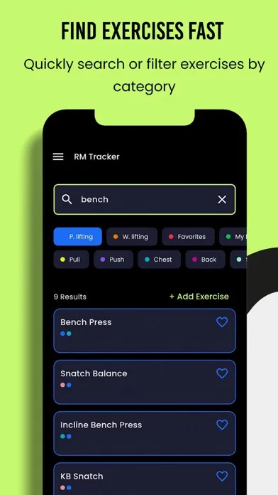 Capturas de pantalla de Workout RM Tracker & Gym Log