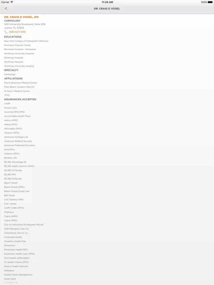 Capturas de pantalla de Palm Beach Gardens Medical Center iPad 