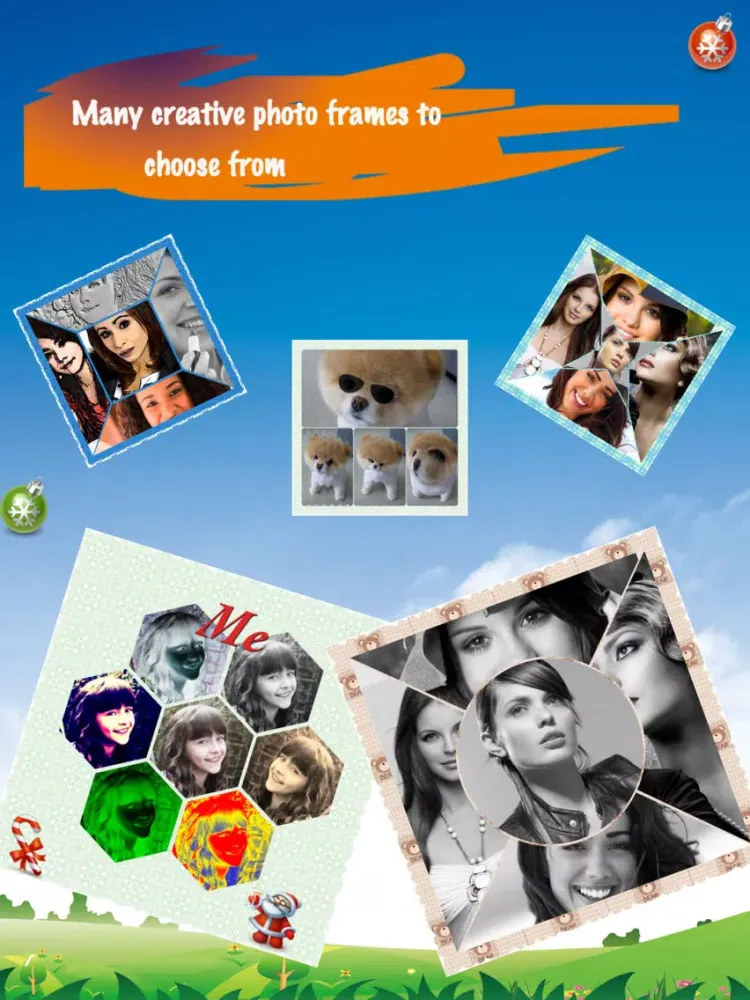Captures d'écran de Funny Collage - free photo collage + pic editor + picture grid + funny stickers + cool text + photo booth effects iPad 