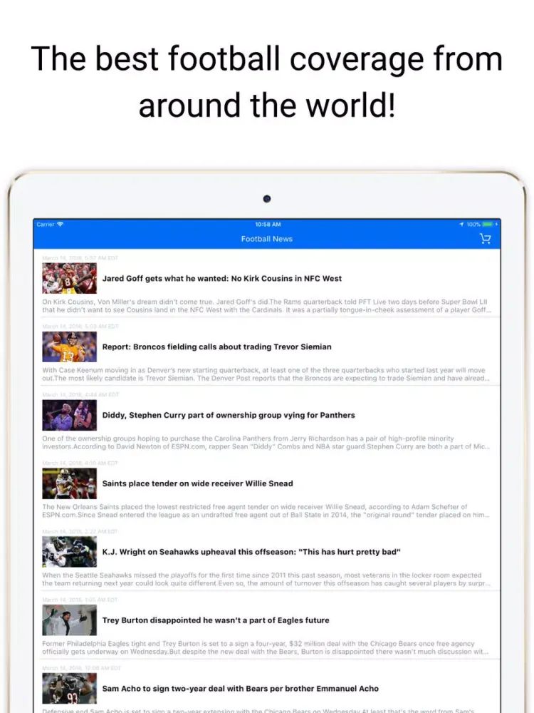 Touchdown News for NFL & CFB iPad  سکرین شاٹس
