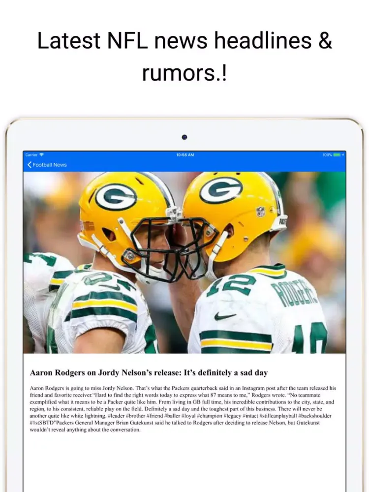 Touchdown News for NFL & CFB iPad  سکرین شاٹس