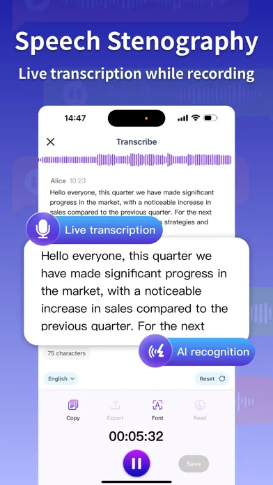 Transcribe: speech to text 스크린샷