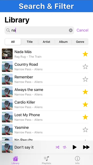 Tangkapan layar Palm Music Player