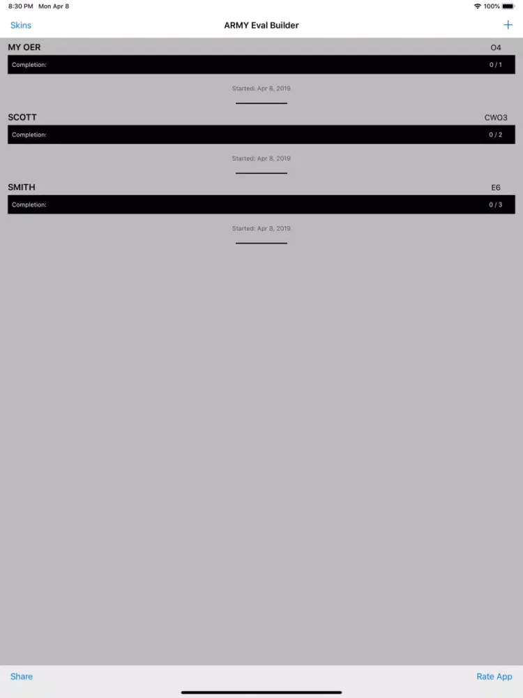 Eval Builder for the US Army iPad  Screenshots