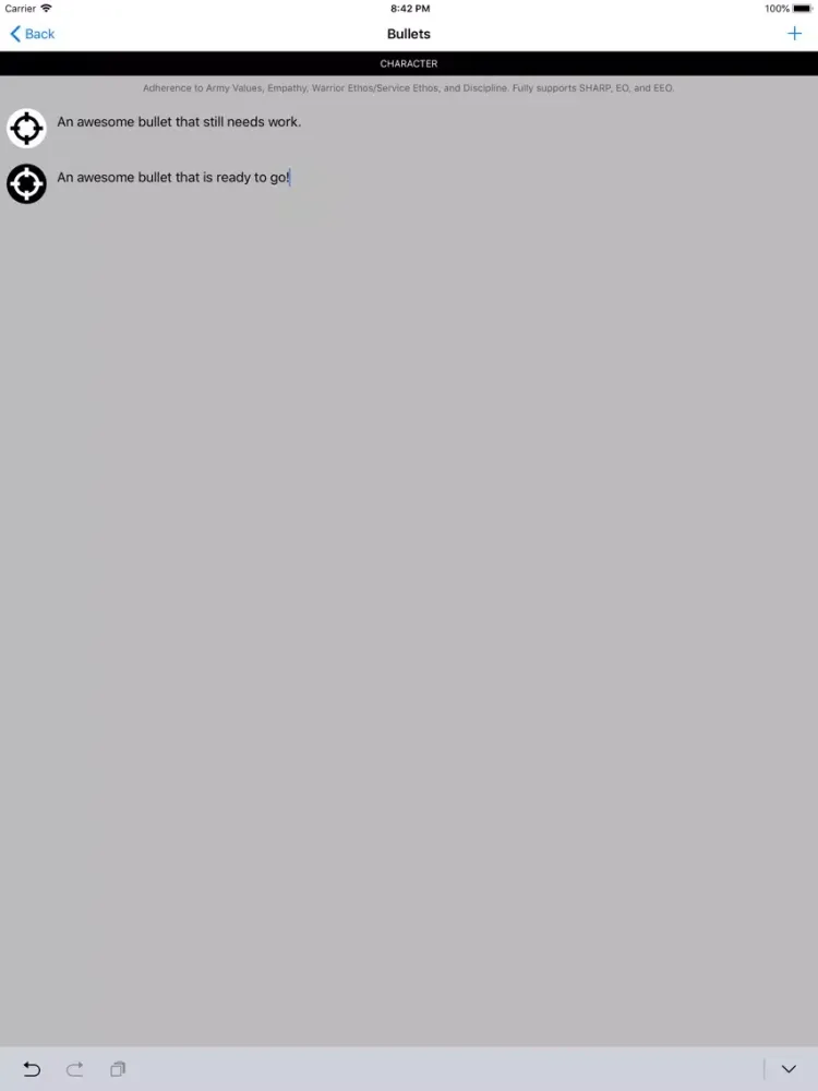 Eval Builder for the US Army iPad  Screenshots