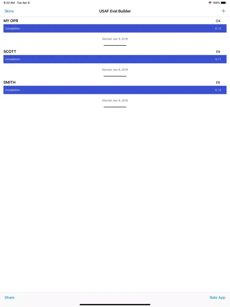Captures d'écran de Eval Builder for the USAF iPad 