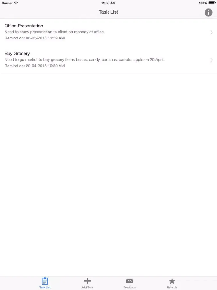 Todo List Reminder iPad 應用截圖
