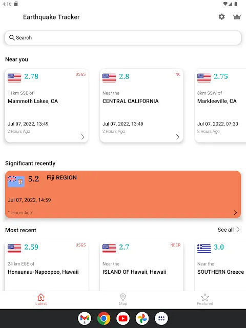 Скриншоты Earthquake Tracker