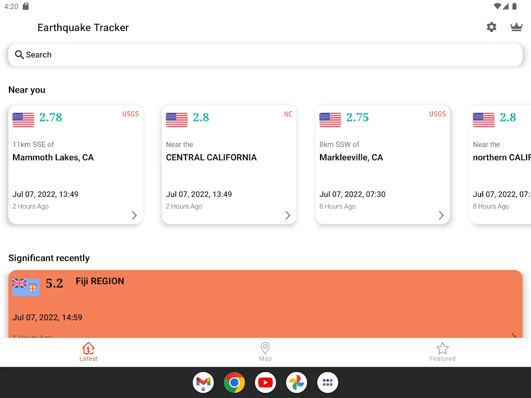 Скриншоты Earthquake Tracker