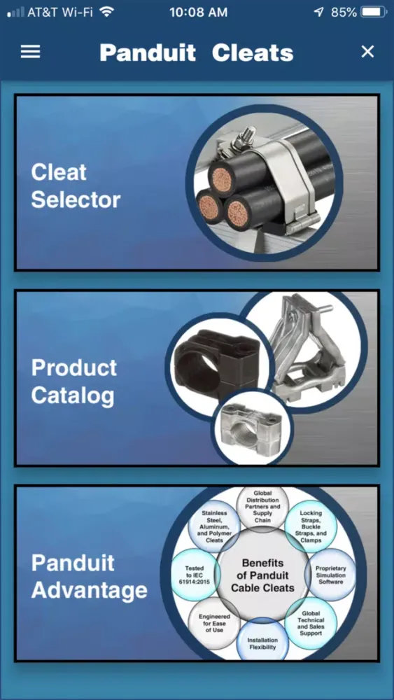 Panduit Cleat kAlculator Screenshots