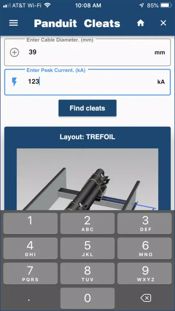 Panduit Cleat kAlculator Screenshots
