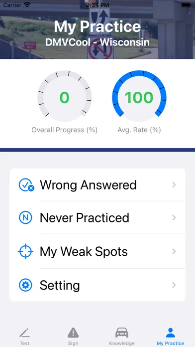 Tangkapan layar Wisconsin Driver Test -DMVCool
