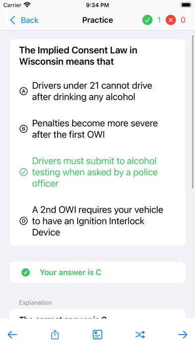 Tangkapan layar Wisconsin Driver Test -DMVCool