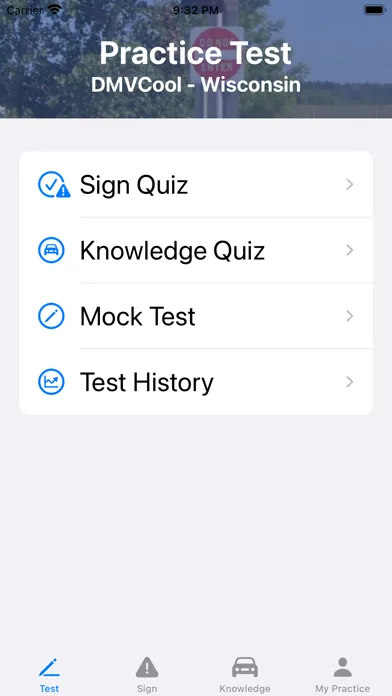 Tangkapan layar Wisconsin Driver Test -DMVCool
