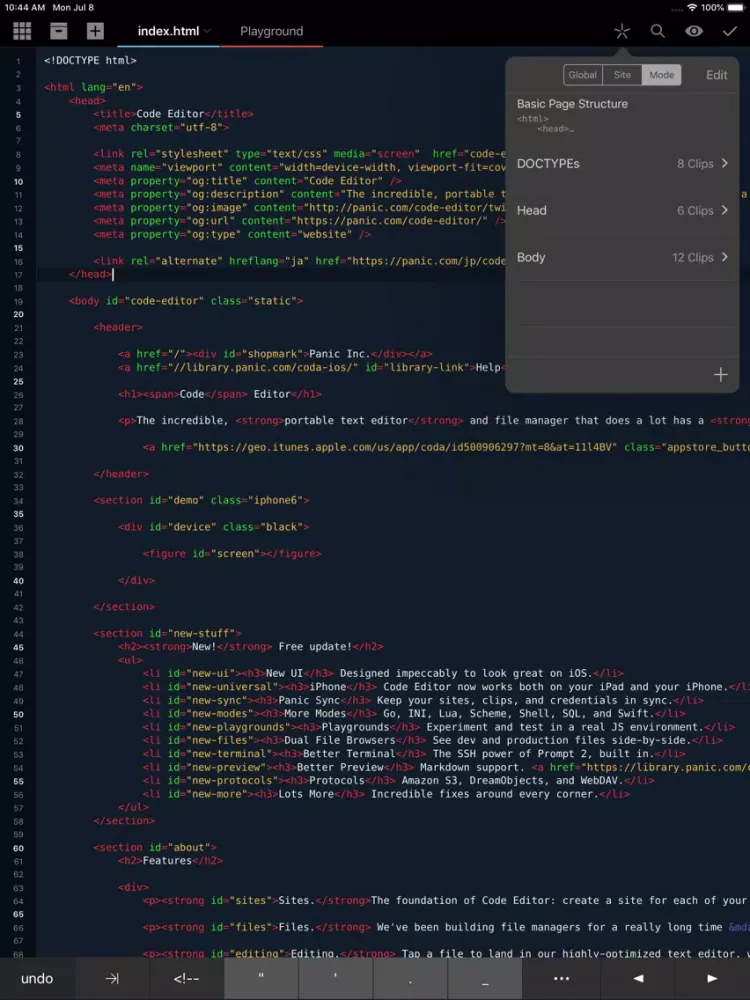 Code Editor by Panic iPad 應用截圖