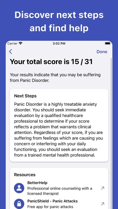 Panic Disorder Test Screenshots