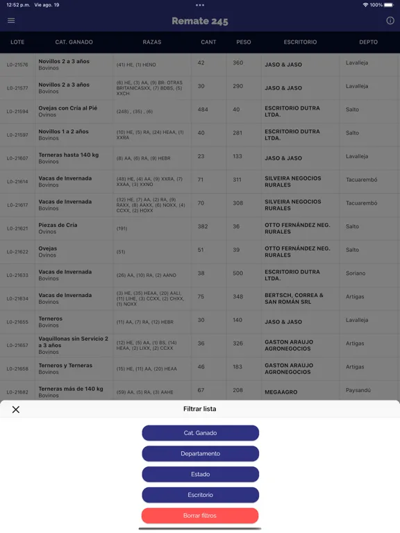 Pantalla Uruguay Remates iPad  Screenshots