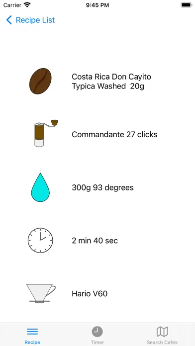 Zrzuty ekranu Coffee Recipe Note