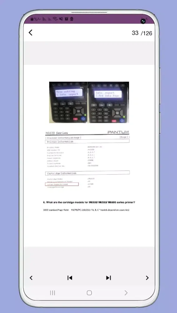 Capturas de tela do pantum m6550nw guide