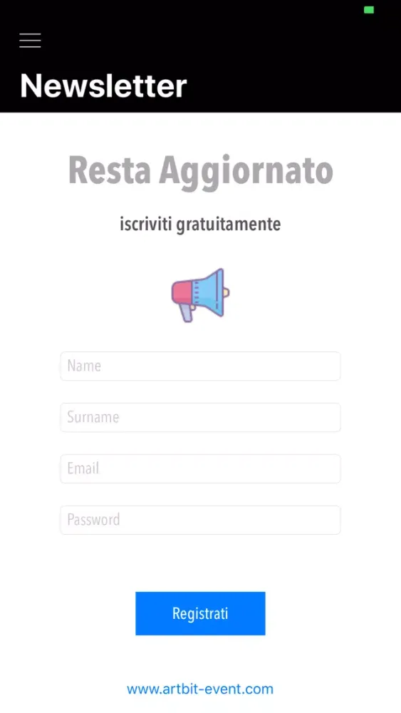 Screenshot di Artbit Event