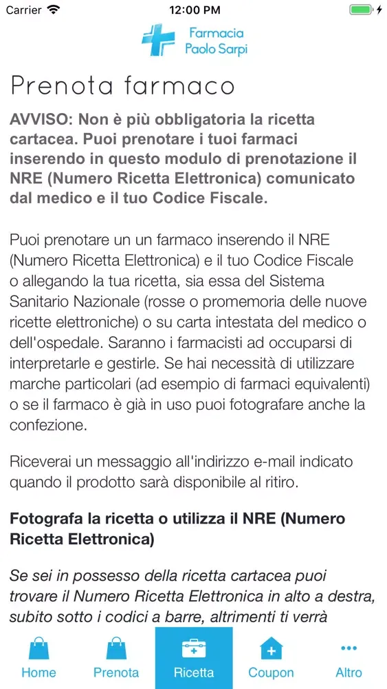 Zrzuty ekranu Farmacia Paolo Sarpi