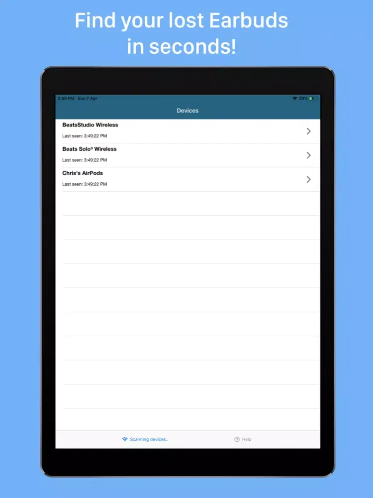 Bluetooth's Finder iPad  سکرین شاٹس